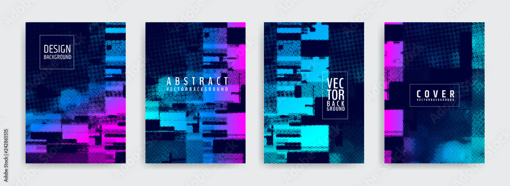 Poster set of abstract background cover designs. screen error effect. failure. vector graphics. abstract ba