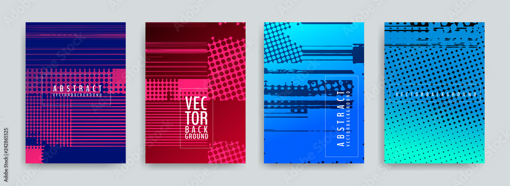 Poster set of abstract background cover designs. screen error effect. failure. vector graphics. abstract ba