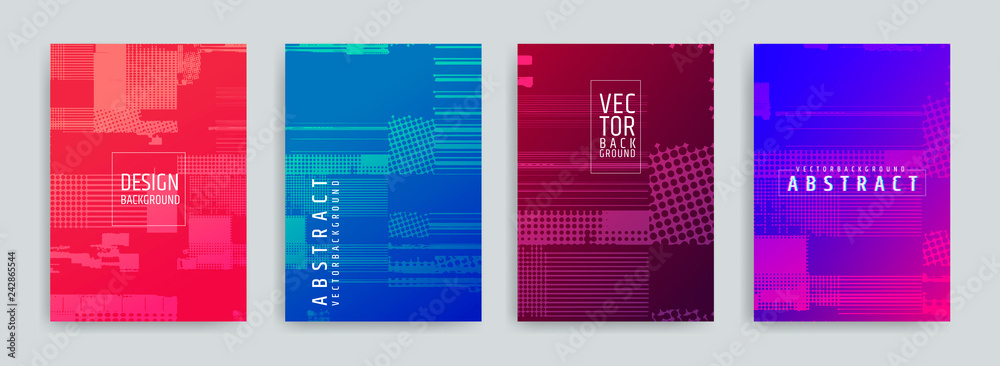 Poster set of abstract background cover designs. screen error effect. failure. vector graphics. abstract ba