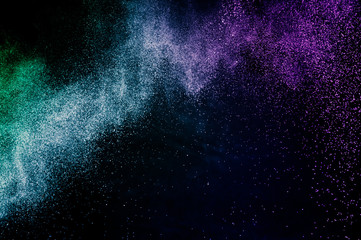 powder of Galaxy and Nebula color spreading effect for makeup artist or graphic design in black background