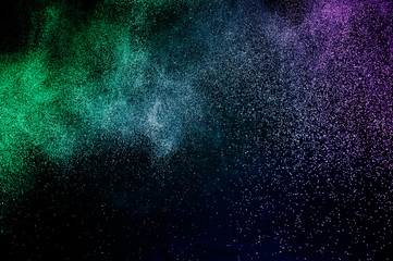 powder of Galaxy and Nebula color spreading effect for makeup artist or graphic design in black background