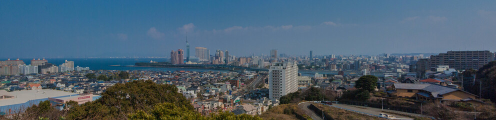 Fototapeta na wymiar Fukuoka City Panoramic Scenery 