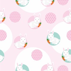 Cute bunny seamless pattern with pink color 