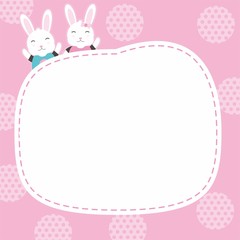 Cute pink card design with bunny character 