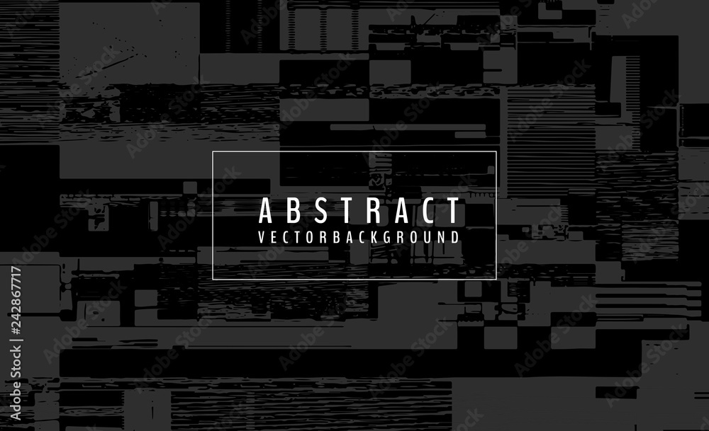 Poster abstract vector background. screen error effect. strokes cut out irregular geometric patterns. glitc