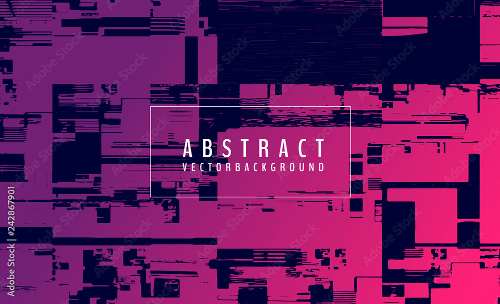 Poster abstract vector background. screen error effect. strokes cut out irregular geometric patterns. glitc