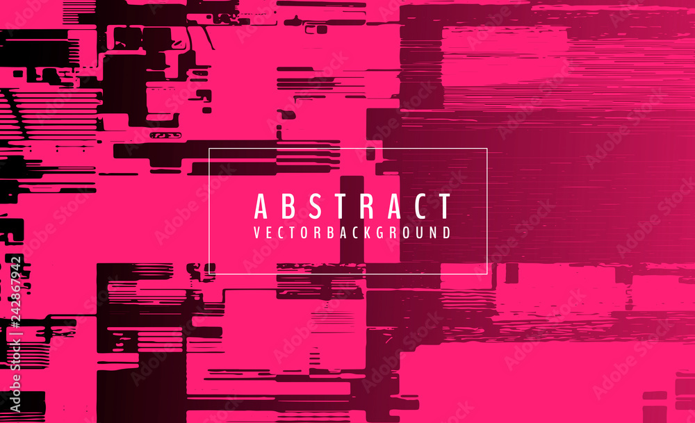 Poster abstract vector background. screen error effect. strokes cut out irregular geometric patterns. glitc
