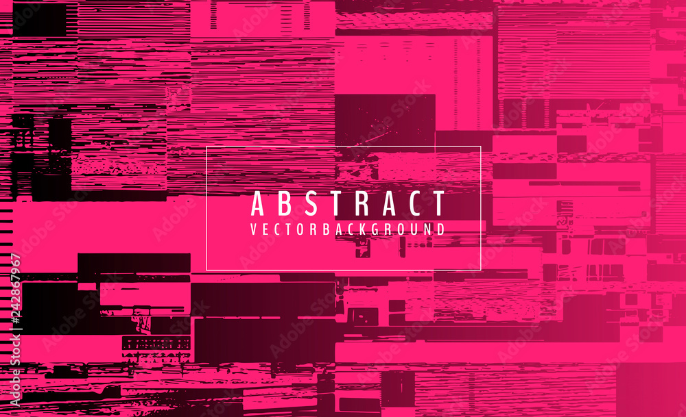 Poster abstract vector background. screen error effect. strokes cut out irregular geometric patterns. glitc