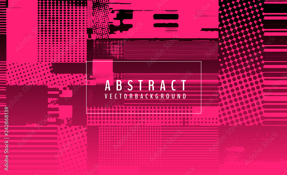 Poster abstract vector background. screen error effect. strokes cut out irregular geometric patterns. glitc