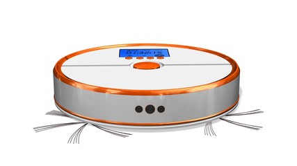 
Automated robotic vacuum cleaner isolated on white. 3D illustration 
