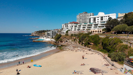 Aerial view of Bondi Beach coastline, Sydney, Australia