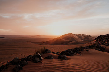 Fototapeta na wymiar Atardecer en el desierto