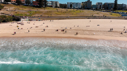Aerial view of Bondi Beach coastline, Sydney, Australia