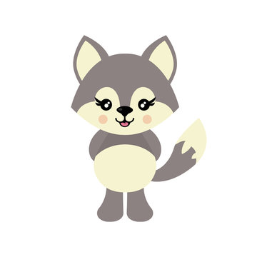 cartoon cute wolf vector