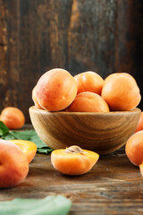 Fototapeta na wymiar ripe apricots place for text