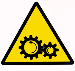 Danger, moving machinery sign .