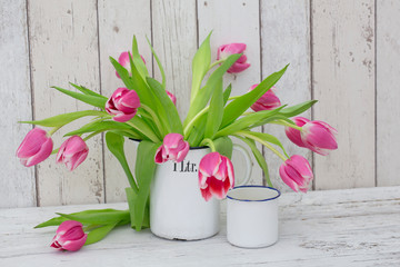 Pink Spring Tulip Still Life