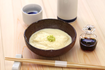 Yuba (tofu skin) sashimi, japanese vegetarian food / Tofu skin is making by skimming the skin off hot soymilk.