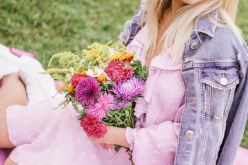 girl with a bouquet of flowers