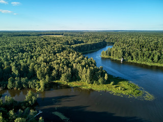 Fototapeta na wymiar River in Moscow, Russia - aerial view