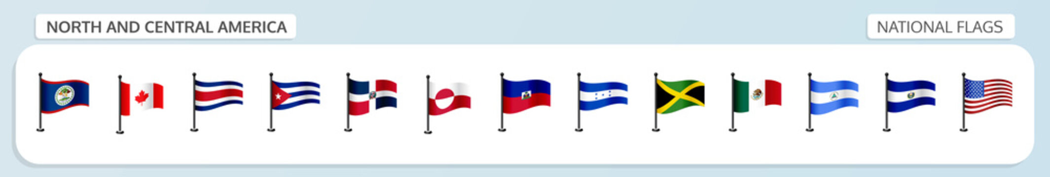 North and central America national flags