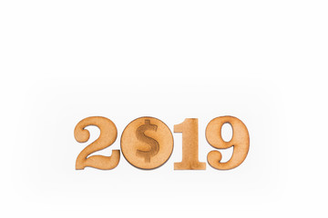 Budget for the year 2019 - Savings concept. White background