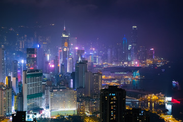 Fototapeta na wymiar 香港 寶馬山・紅香爐峰からの夜景