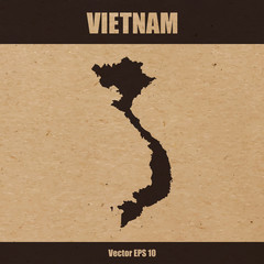 Detailed map of Vietnam on craft paper