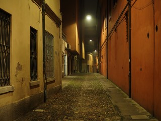 Ferrara, Italy. Downtown by night.