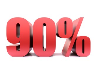 ninety  percent 90% symbol .3d rendering