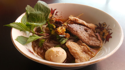 Noodles soup with pork, Thai food