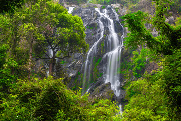 Khlong Lan Waterfall, the beautiful waterfall in deep forest at Khlong Lan National Park ,Kamphaeng Phet, Thailand,