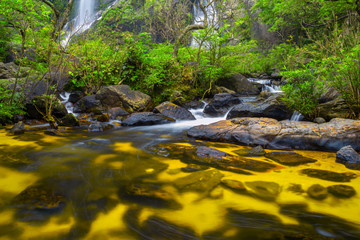 Khlong Lan Waterfall, the beautiful waterfall in deep forest at Khlong Lan National Park ,Kamphaeng Phet, Thailand,