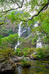 Khlong Lan Waterfall, the beautiful waterfall in deep forest at Khlong Lan National Park ,Kamphaeng Phet, Thailand