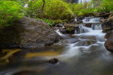 Khlong Lan Waterfall, the beautiful waterfall in deep forest at Khlong Lan National Park ,Kamphaeng Phet, Thailand