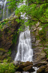 Khlong Lan Waterfall, the beautiful waterfall in deep forest at Khlong Lan National Park ,Kamphaeng Phet, Thailand,
