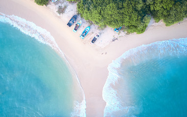 Midigama beach. Sri-Lanka. Aerial view from drone.