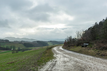 Road in the mountains of the german sauerland region