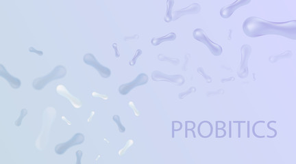 Probiotics Bacteria Vector illustration. Biology, Science background. Microscopic bacteria closeup.