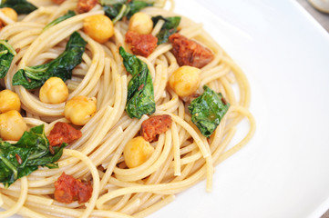 Chorizo Chickpea Pasta and Sundried Tomato
