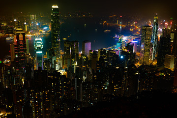 Vibrant Hong Kong night view from the Peak