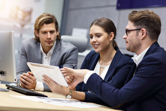 Group of business people brainstorming their ideas