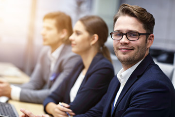 Group of business people attending a conference