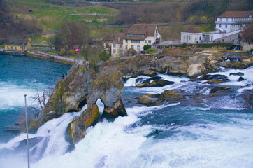 Fototapeta na wymiar Beautiful Waterfall Rheinfall in Switzerland