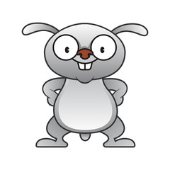 Adorable little rabbit standing and smile cartoon vector