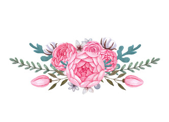 Floral Arragements with Pink Peony and Roses. Flower bouquet