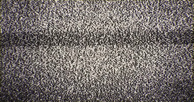 TV screen goes on and off. 4K Broken reception tv interference noise static insert element. Slow white noise.  Tv noise abstract background