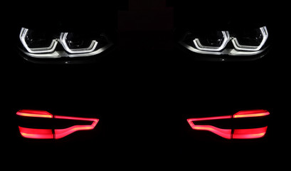 Set of front and rear lights