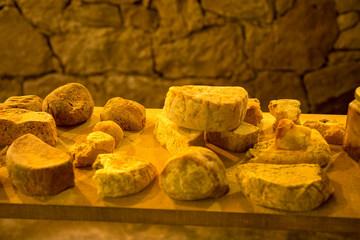 Cheeseboard, ripened cheeses in Tequisquiapan, Queretaro, Mexico