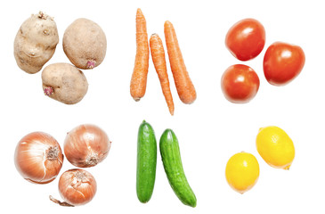 Different vegetable on white background